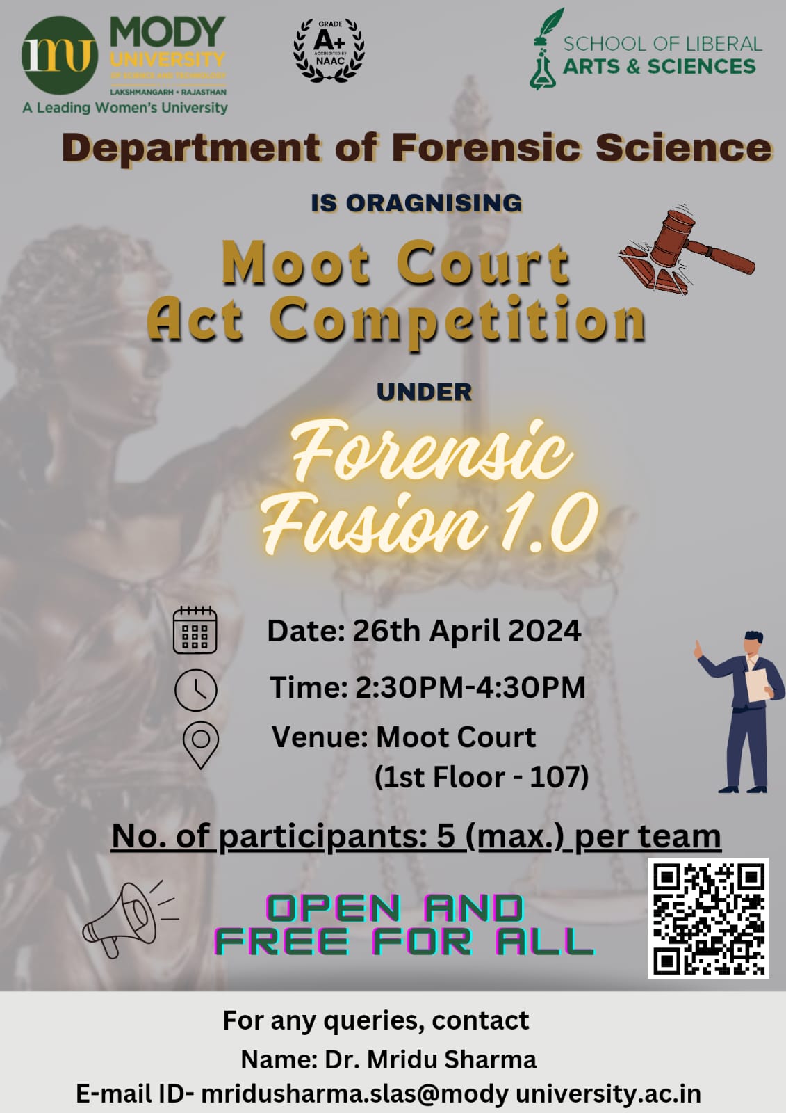 Official Moot Court Act Competition flyer for Forensic Fusion 1.0